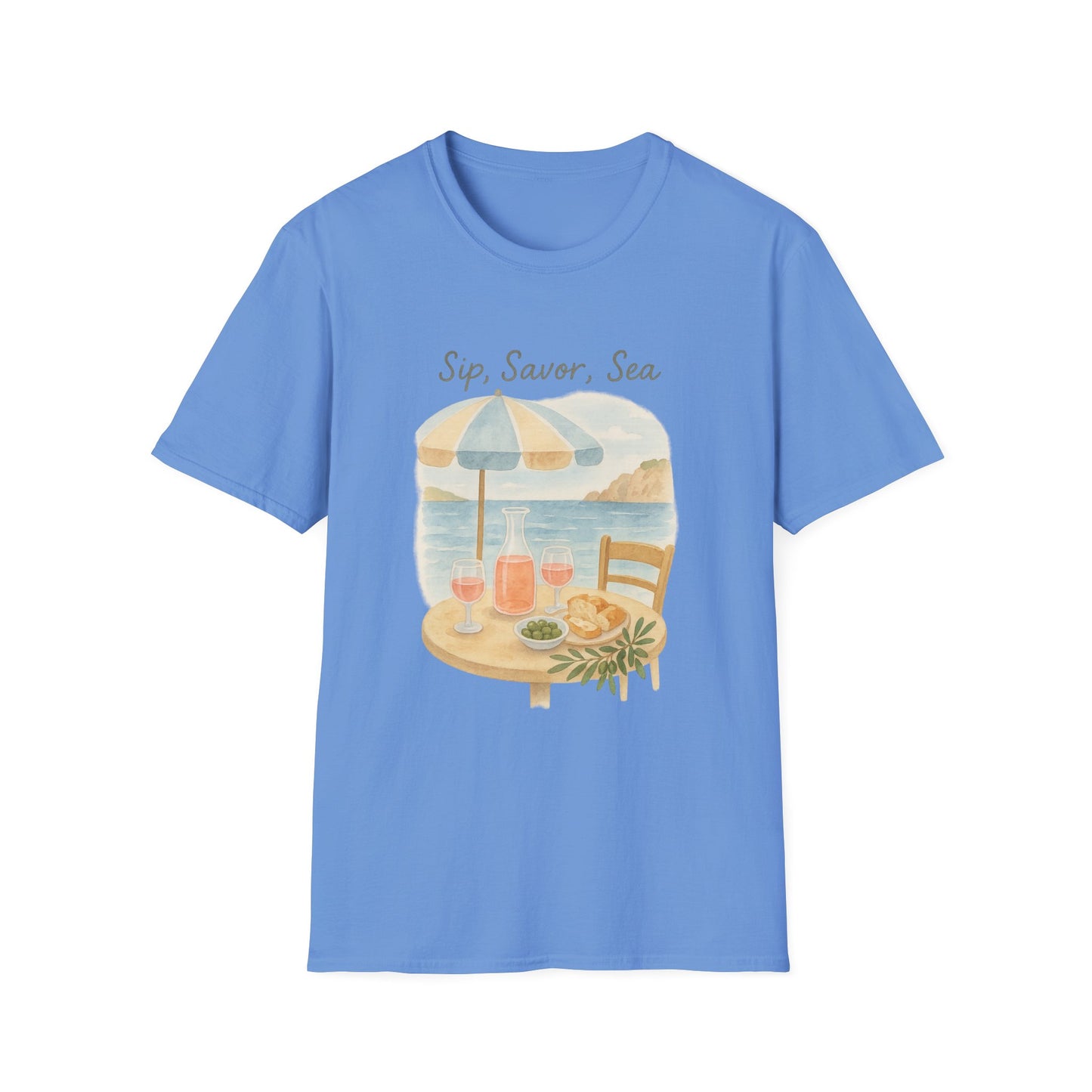 French Riviera Café T-Shirt | Mediterranean Coastal Tee | Italy Greece Travel Shirt | Summer Graphic | Seaside Style