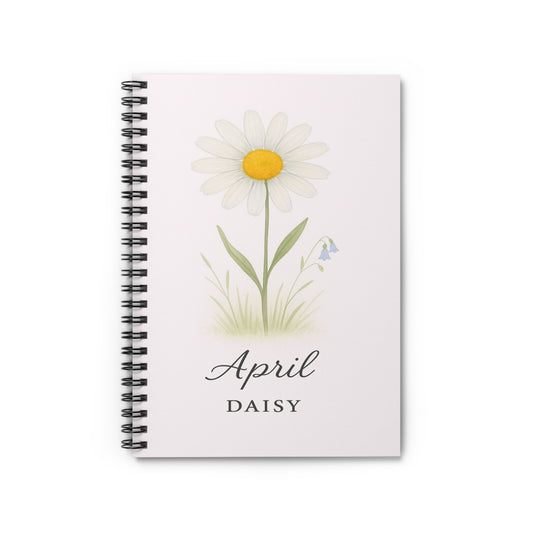 April Birth Flower Spiral Notebook - Ruled Line, Birthday Gifts, Floral Stationery, College Student Planner, Bullet Journal