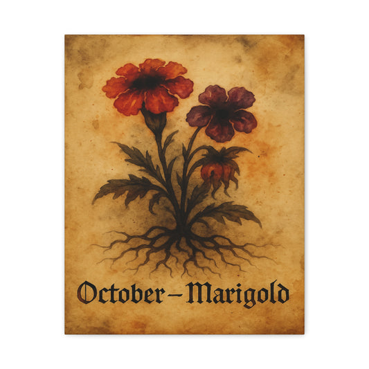 Haunted October Birth Flower, Birthday Gift, Stretched Matte Decor, 25 Inch