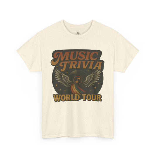 Music Trivia T-Shirt with Retro World Tour Design
