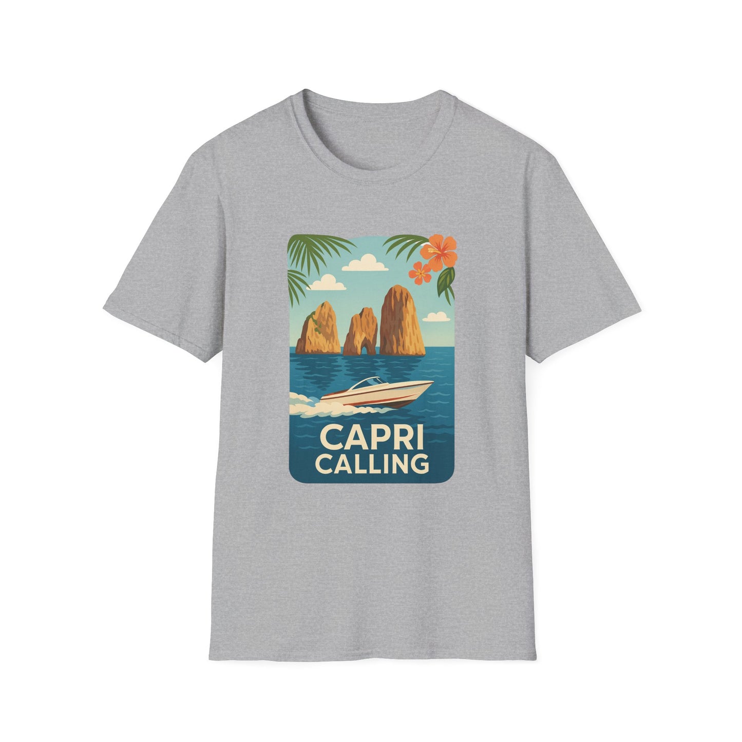 Capri Coastal Speedboat T-Shirt | Italy Mediterranean Shirt | Italian Summer Tee | Jetset Style | Travel Graphic Shirt