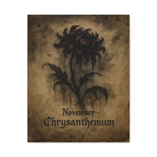 Haunted November Birth Flower, Birthday Gift, Stretched Matte Decor, 25 Inch