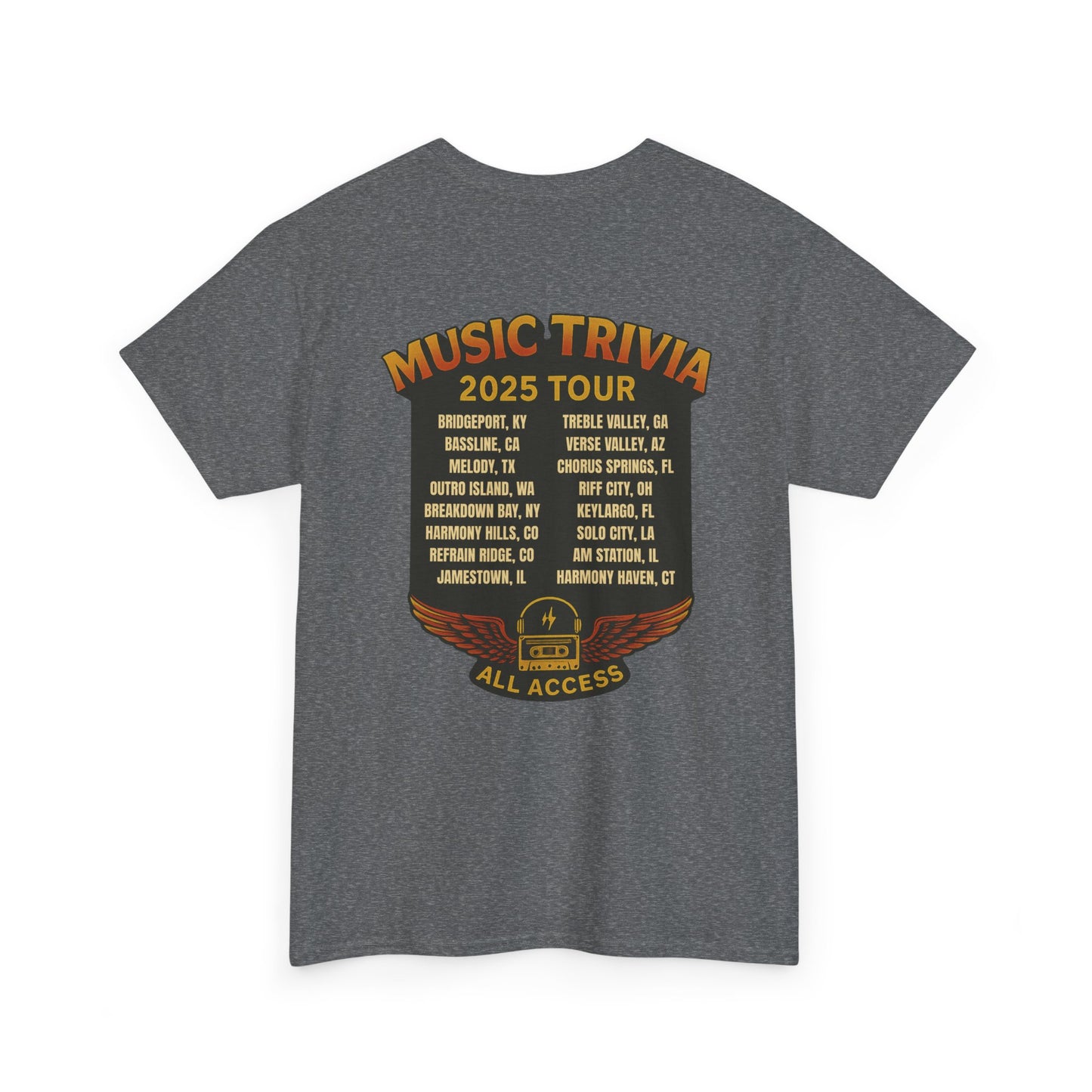 Music Trivia T-Shirt Vintage World Tour Design