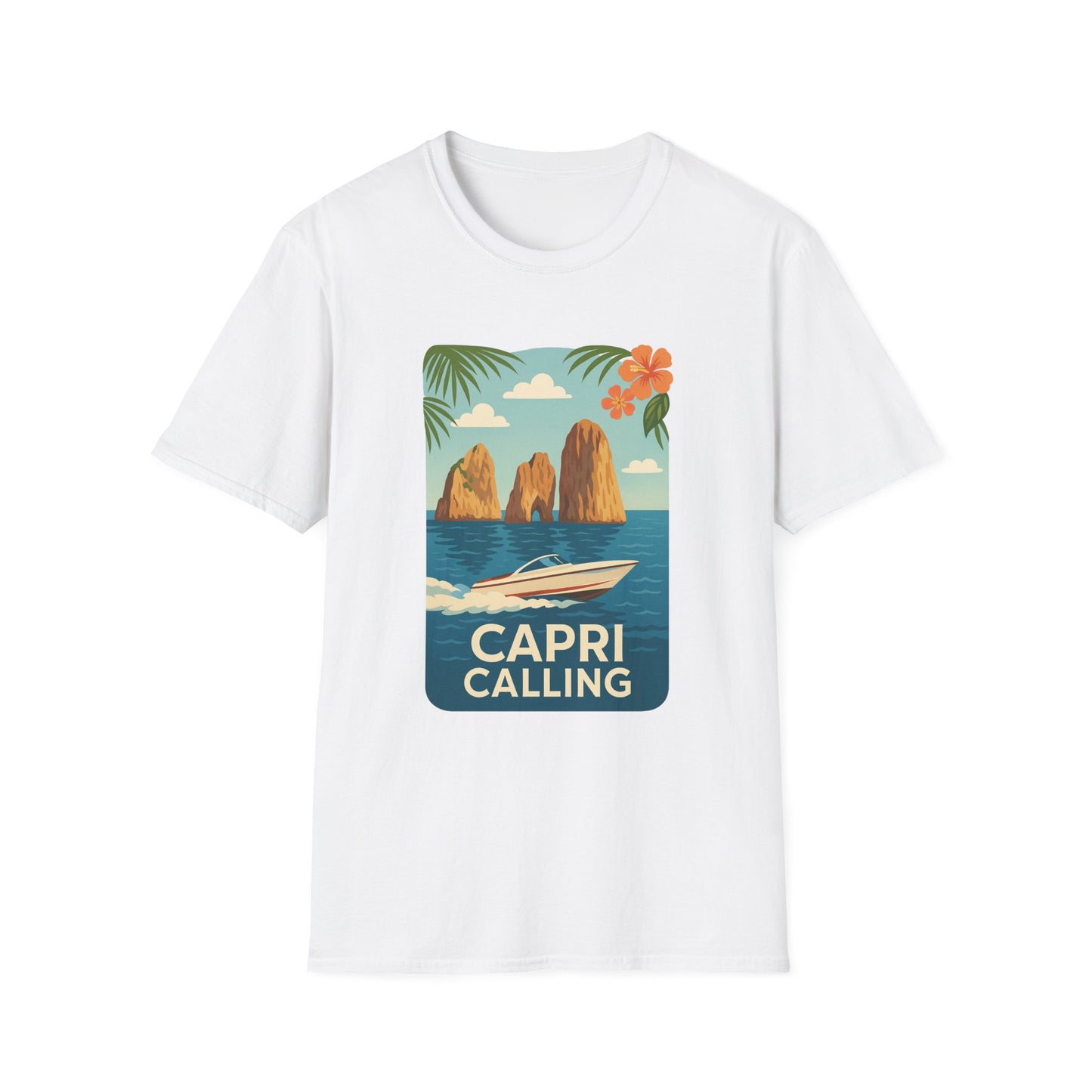 Capri Coastal Speedboat T-Shirt | Italy Mediterranean Shirt | Italian Summer Tee | Jetset Style | Travel Graphic Shirt