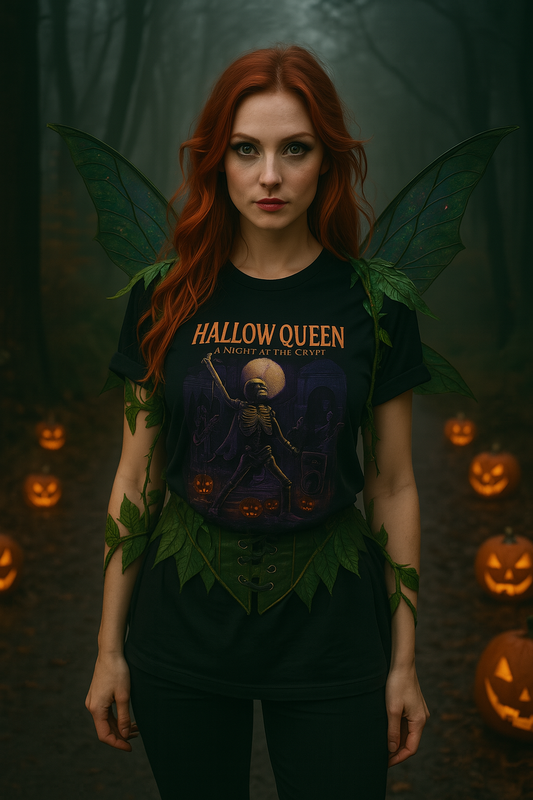 Spooky Halloween Queen T-Shirt Skeleton Design