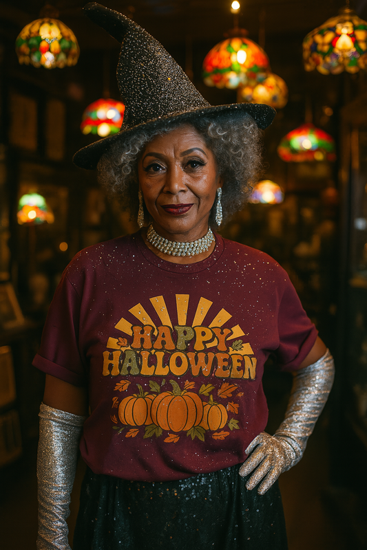 Happy Halloween T-Shirt with Pumpkin Design