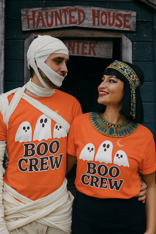 Boo Crew Halloween Shirt - Orange Ghost Tee