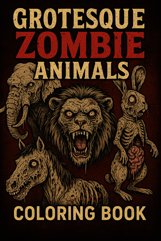 Zombie Animal Coloring Book – 50 Grotesque Undead Animal Pages for Adult Horror Lovers