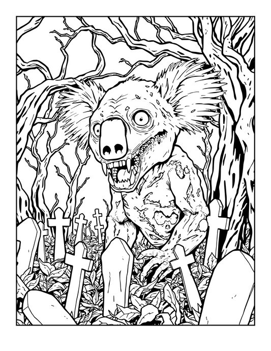 Zombie Animal Coloring Book – 50 Grotesque Undead Animal Pages for Adult Horror Lovers