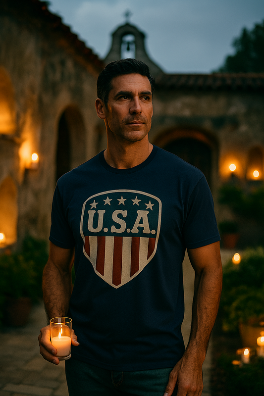 USA Shield T-Shirt Patriotic Graphic Tee