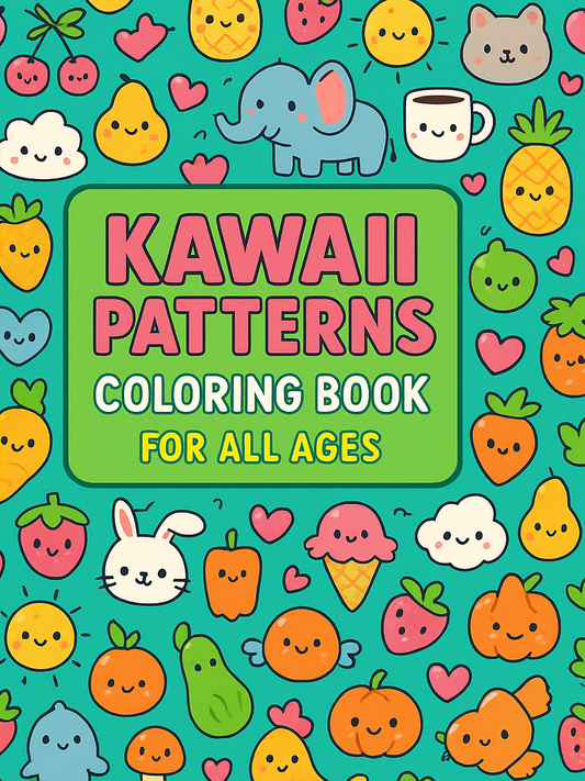 Kawaii Coloring Book | Cute Pattern Designs for Kids, Teens & Adults | Printable or Physical Coloring Pages