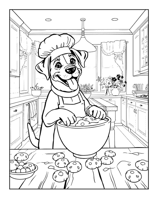 Yellow Lab Coloring Pages – Bold Line Dog Coloring Book – Printable Labrador Art for All Ages