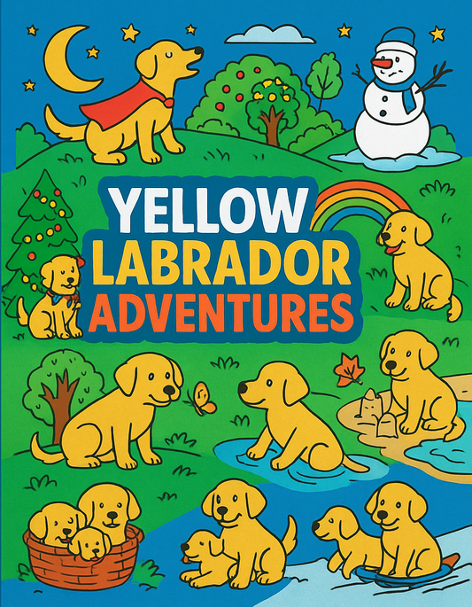 Yellow Lab Coloring Pages – Bold Line Dog Coloring Book – Printable Labrador Art for All Ages