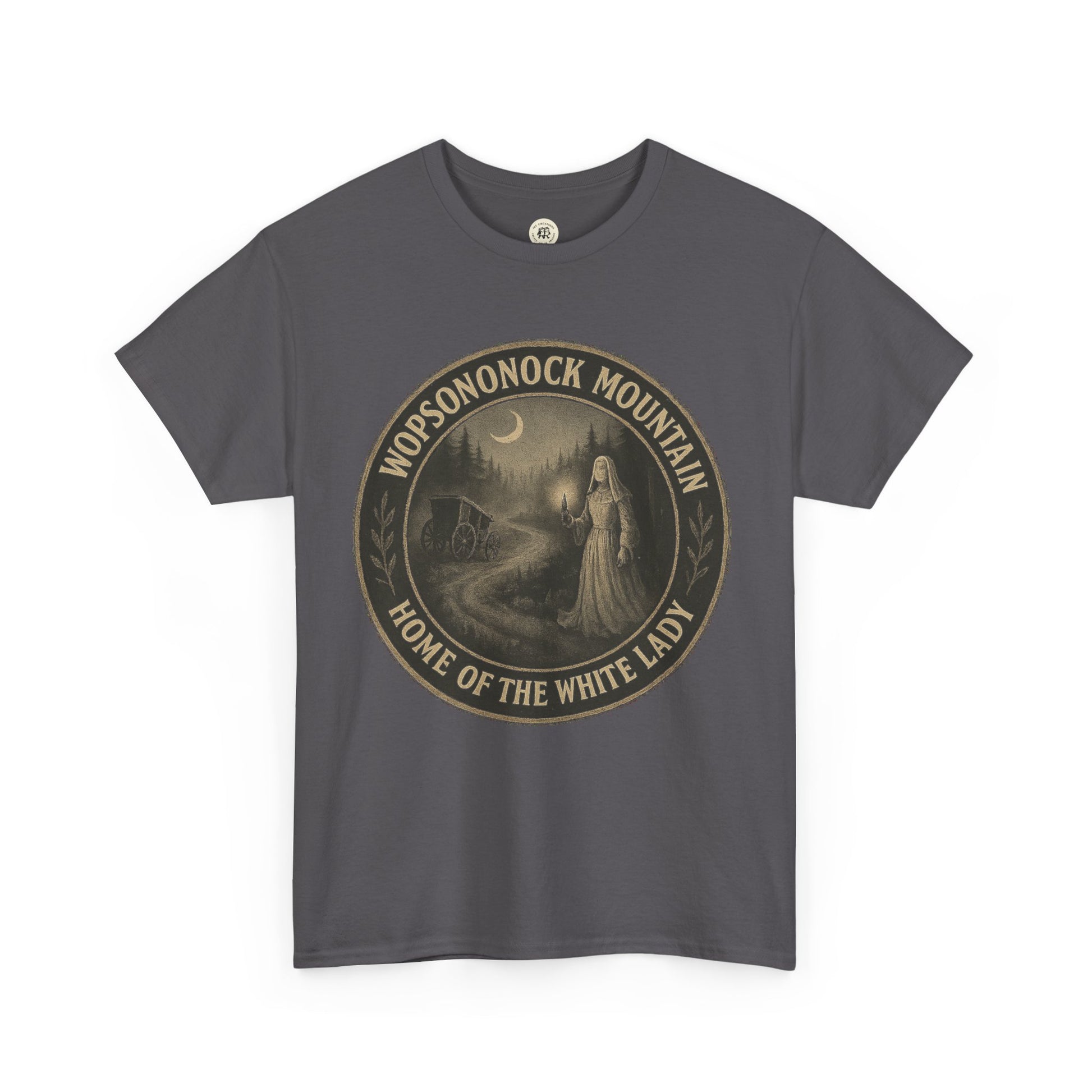 Altoona ghost shirt gray t-shirt with Wopsononock Mountain White Lady ghost design