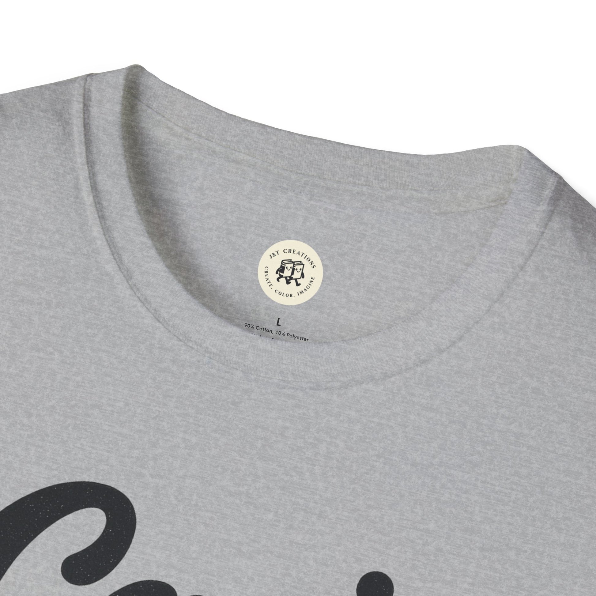 Gray Printify t-shirt close-up with can't win em all graphic tee design and round neckline