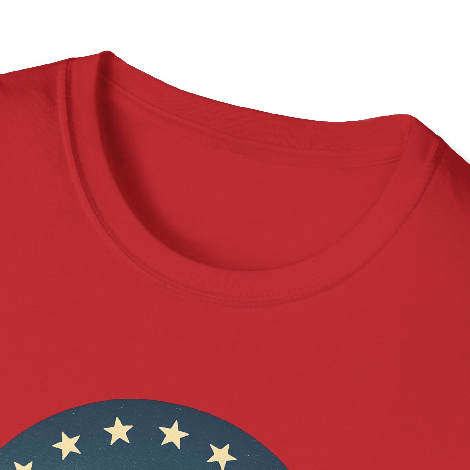Red Printify T-shirt featuring a close-up of Grand Canyon patriotic shirt design with stars