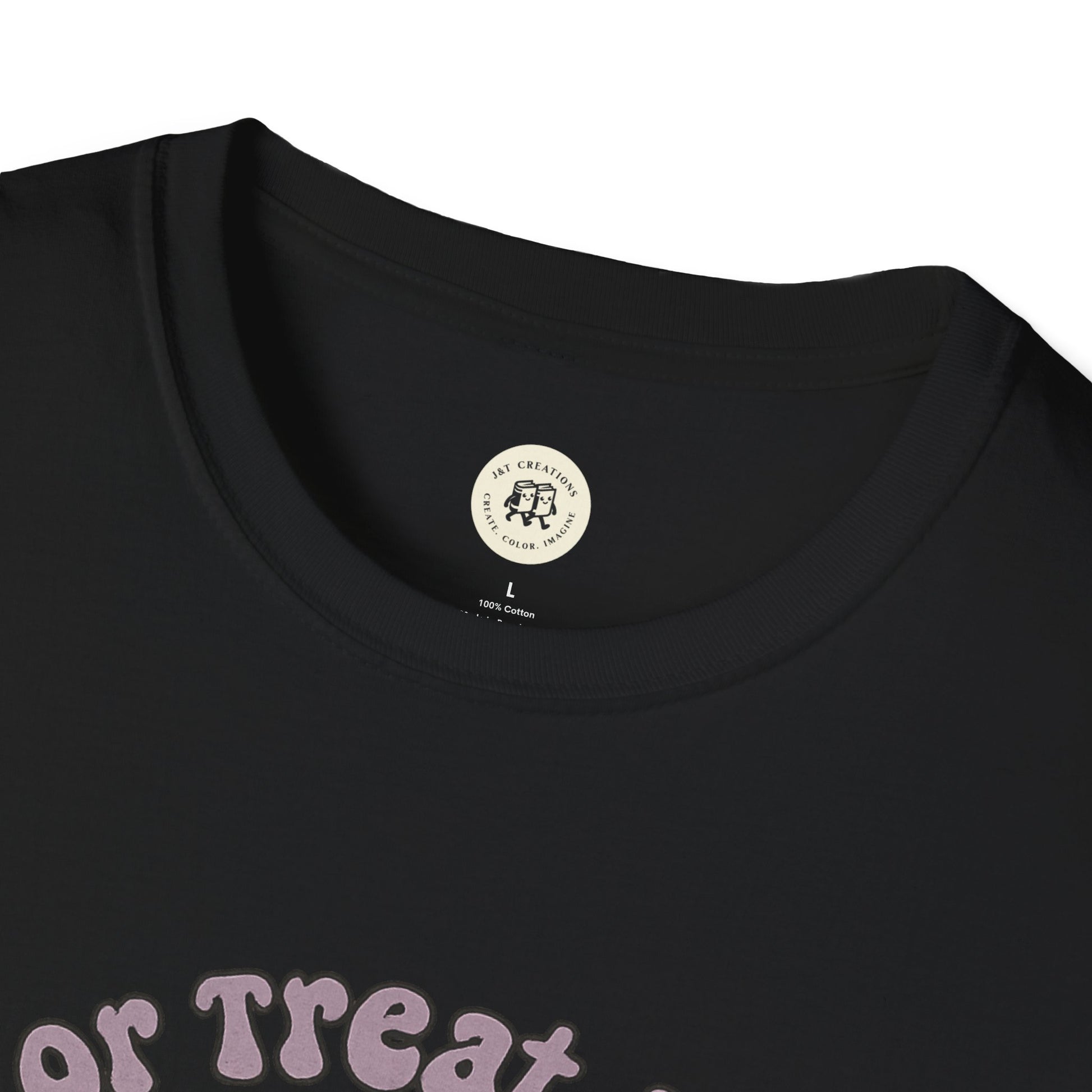 Black Halloween cat t-shirt by Printify with a round neckline and soft cotton fabric