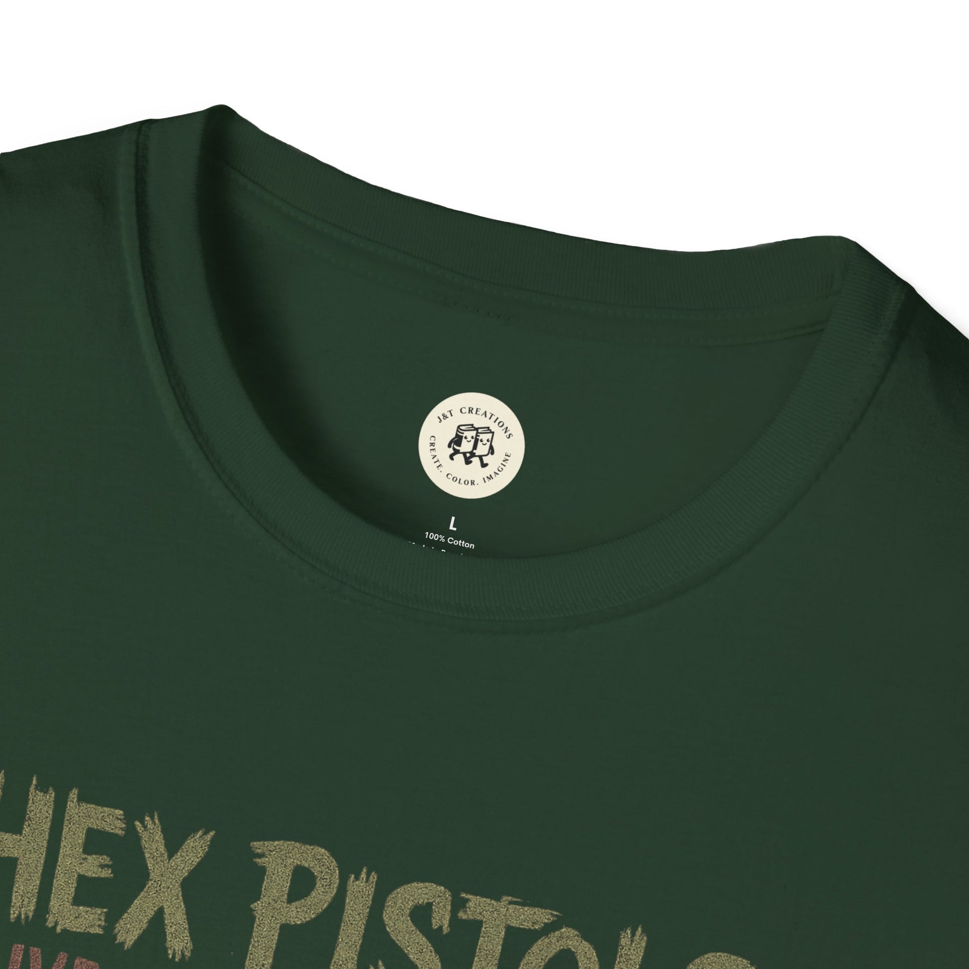 Green vintage band graphic t-shirt from Printify featuring a distressed band logo design