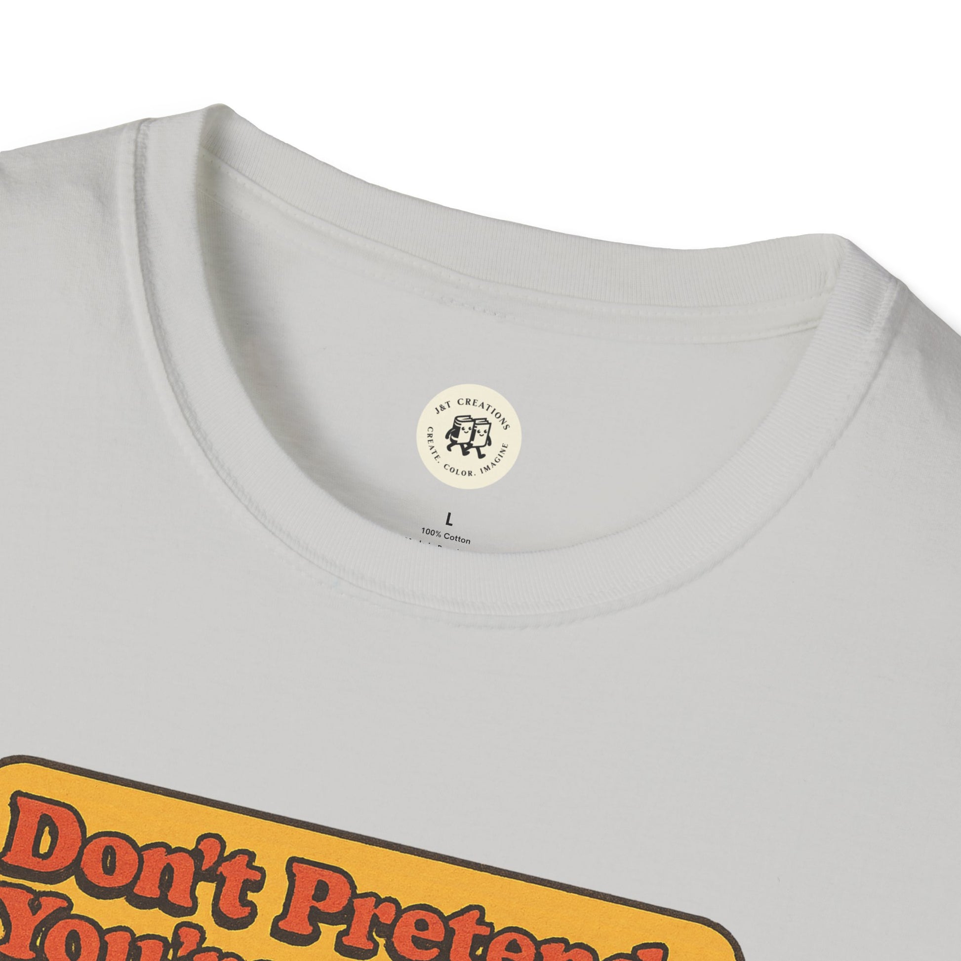White Printify Holden Caulfield mental health t-shirt with orange and black text design