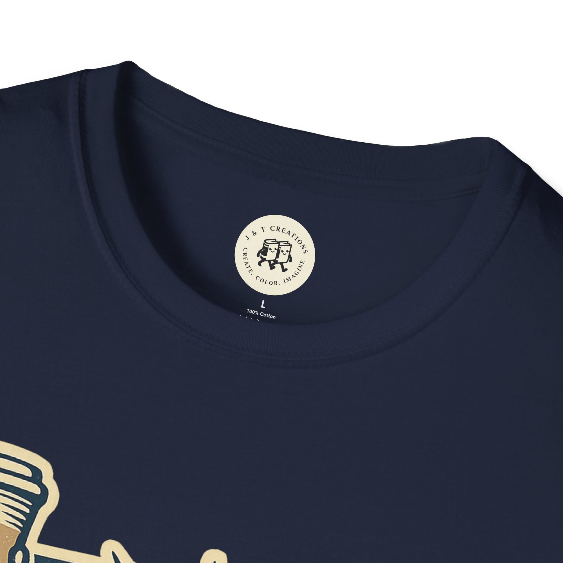 Navy blue Independence Day coffee shirt by Printify with round neckline and graphic print