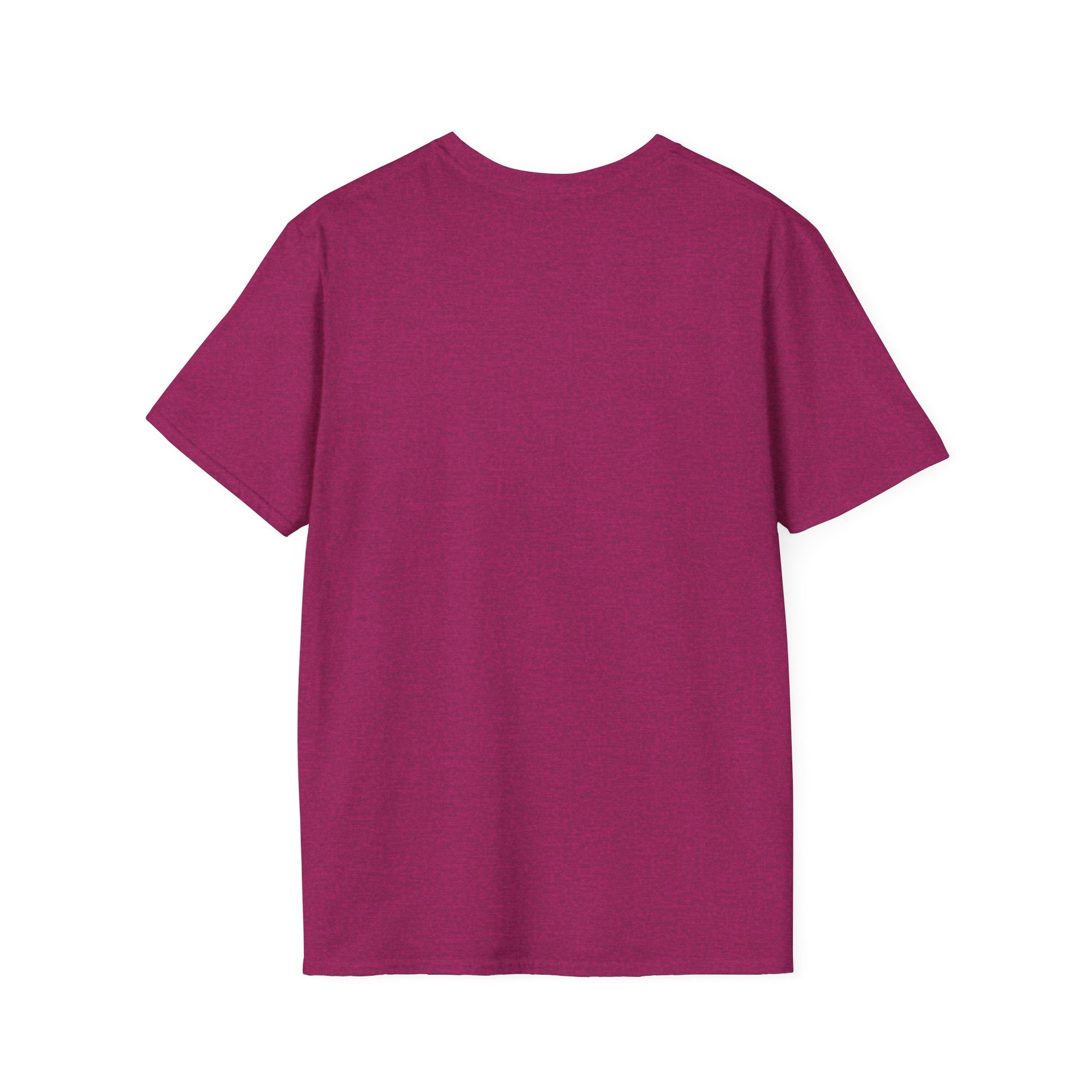 Printify magenta plain short sleeve family reunion t-shirt with crew neck in back view
