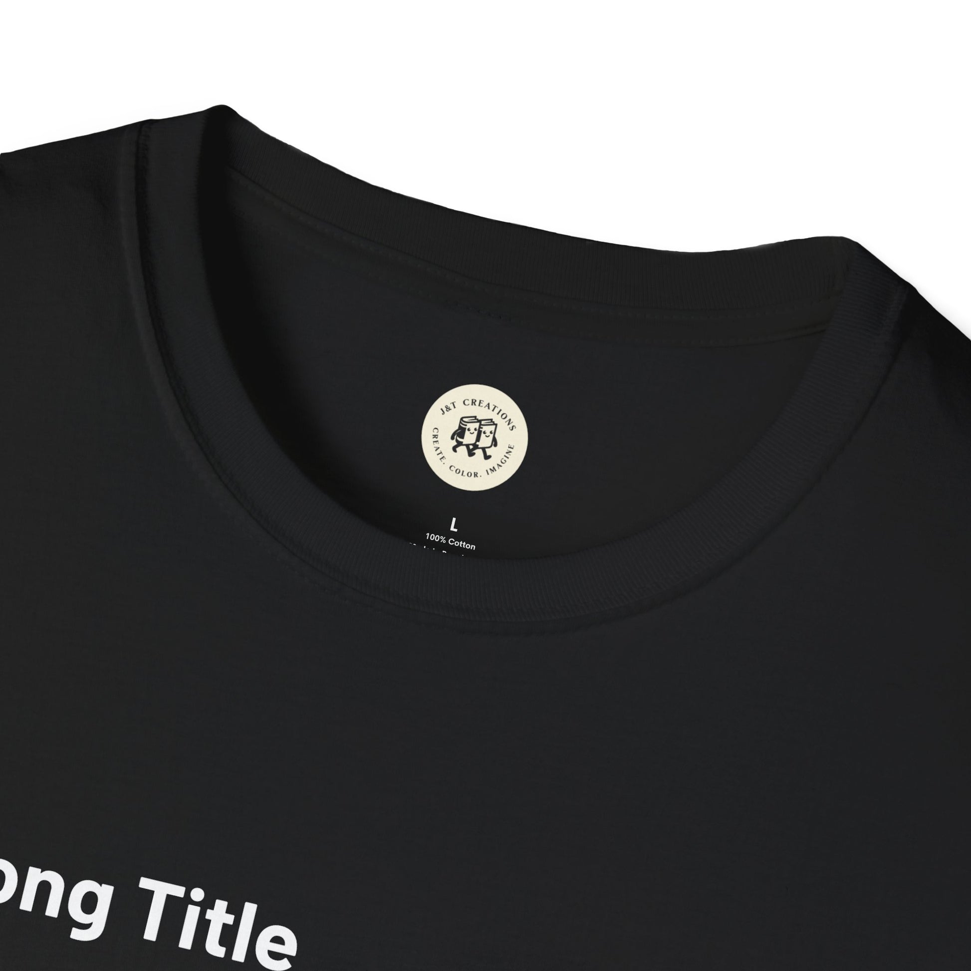 Black Printify custom music player t-shirt with round neckline and soft fabric