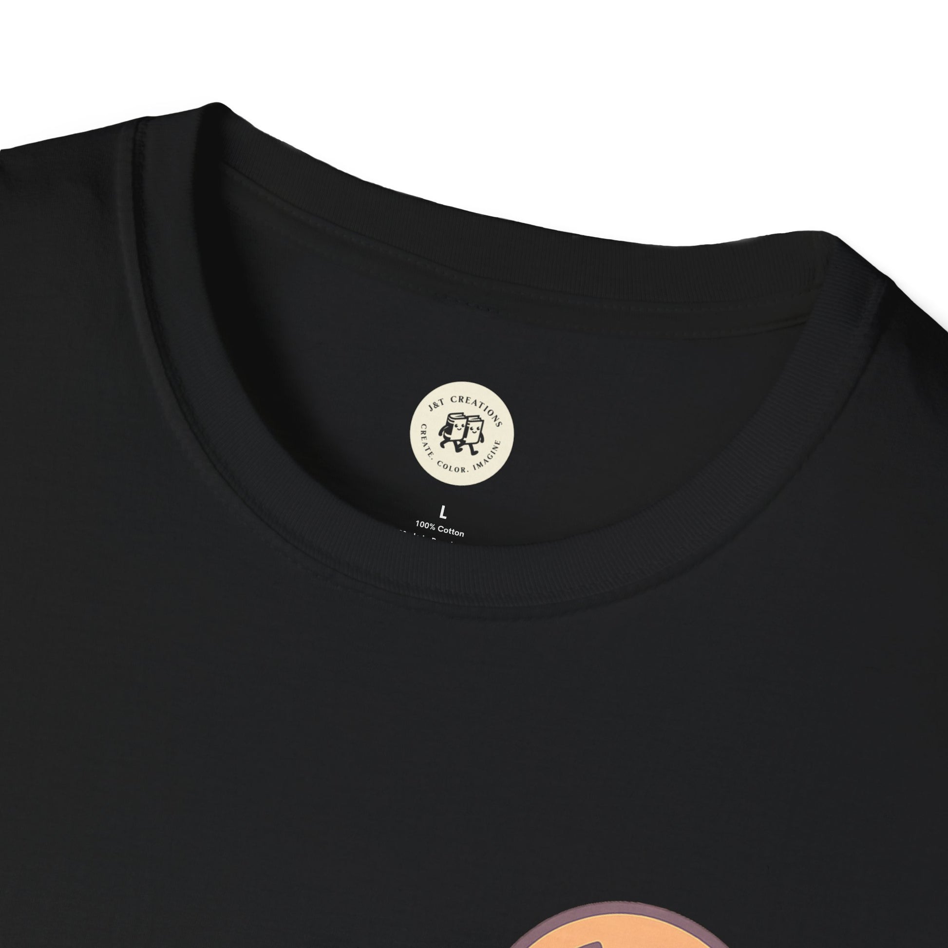 Printify black t-shirt featuring a cute Halloween bat t-shirt design perfect for spooky season
