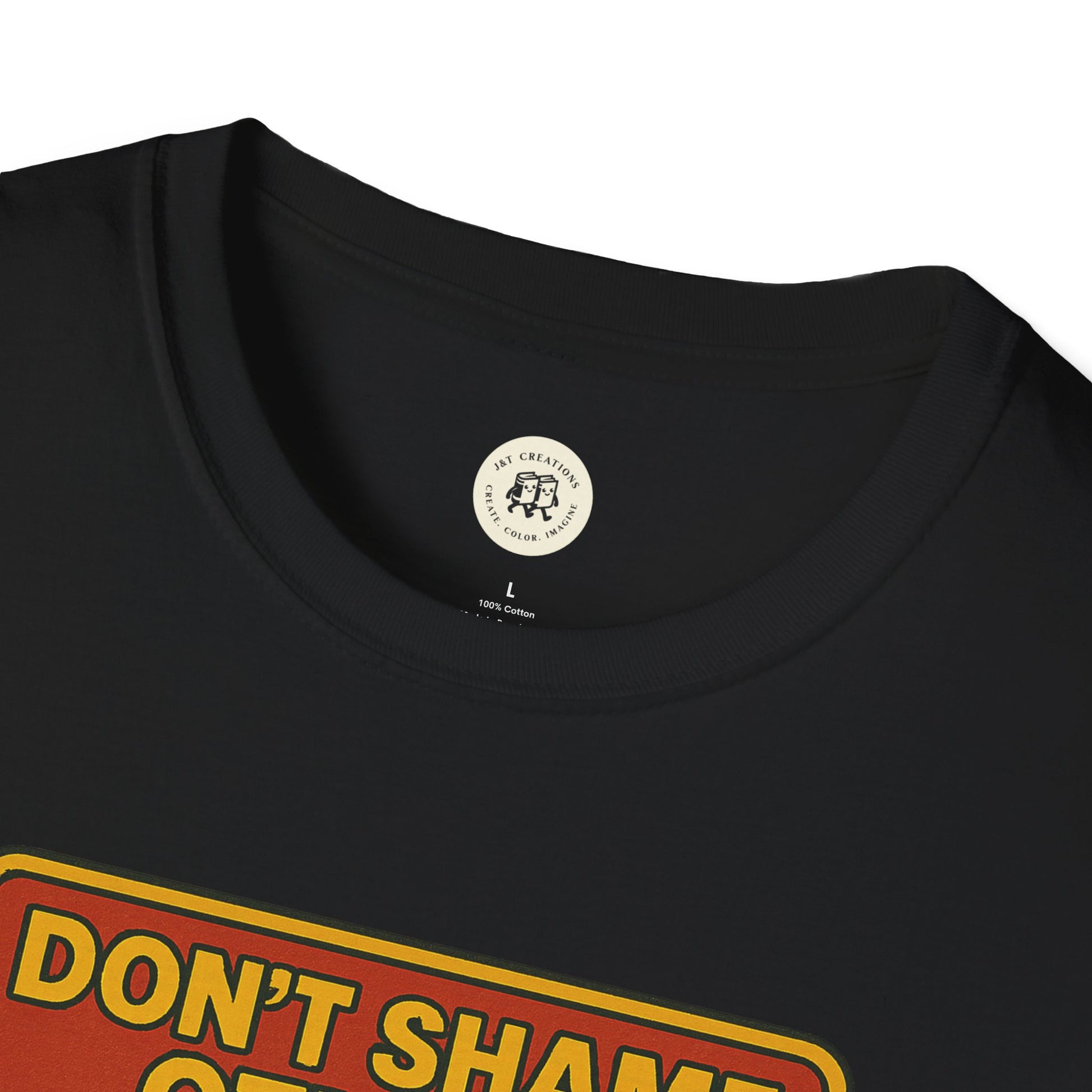 Black Printify T-Shirt featuring bold text design, perfect Hester Prynne kindness shirt style