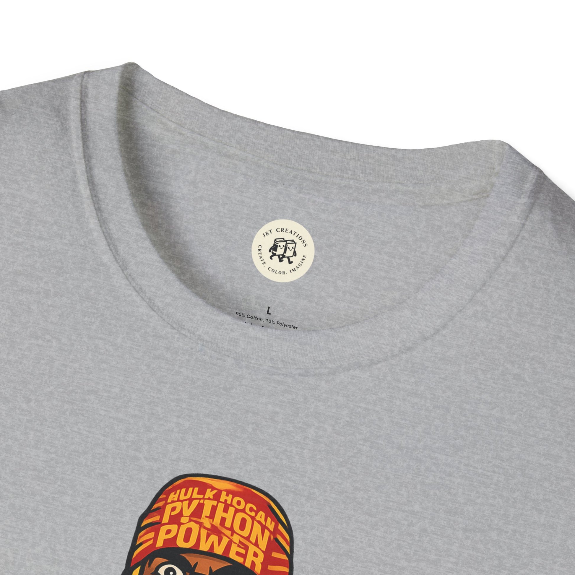 Gray vintage Hulkamania t-shirt by Printify featuring bold colorful graphic design on soft fabric