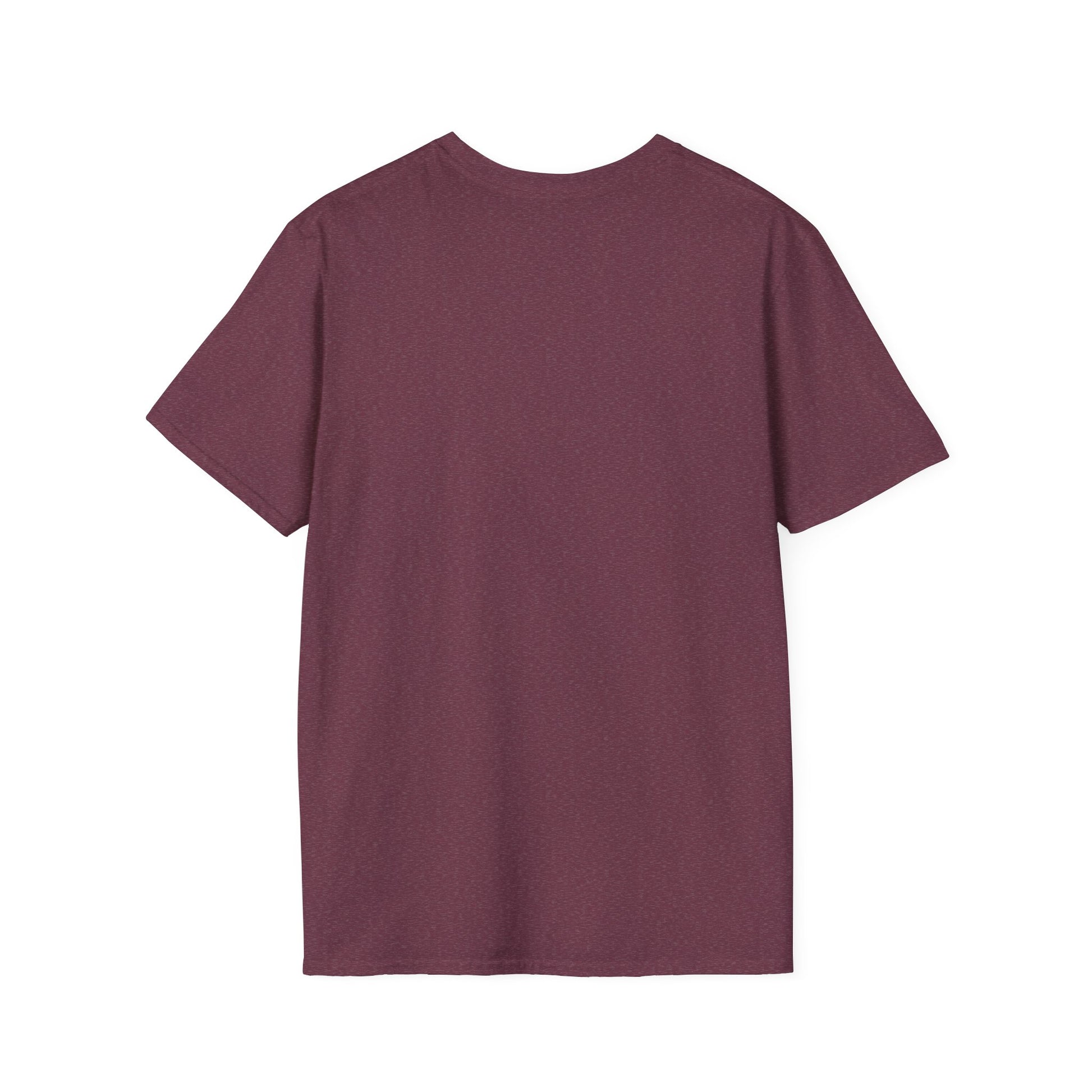 Back view of maroon Printify Mary Poppins inspired art tee made of soft cotton fabric
