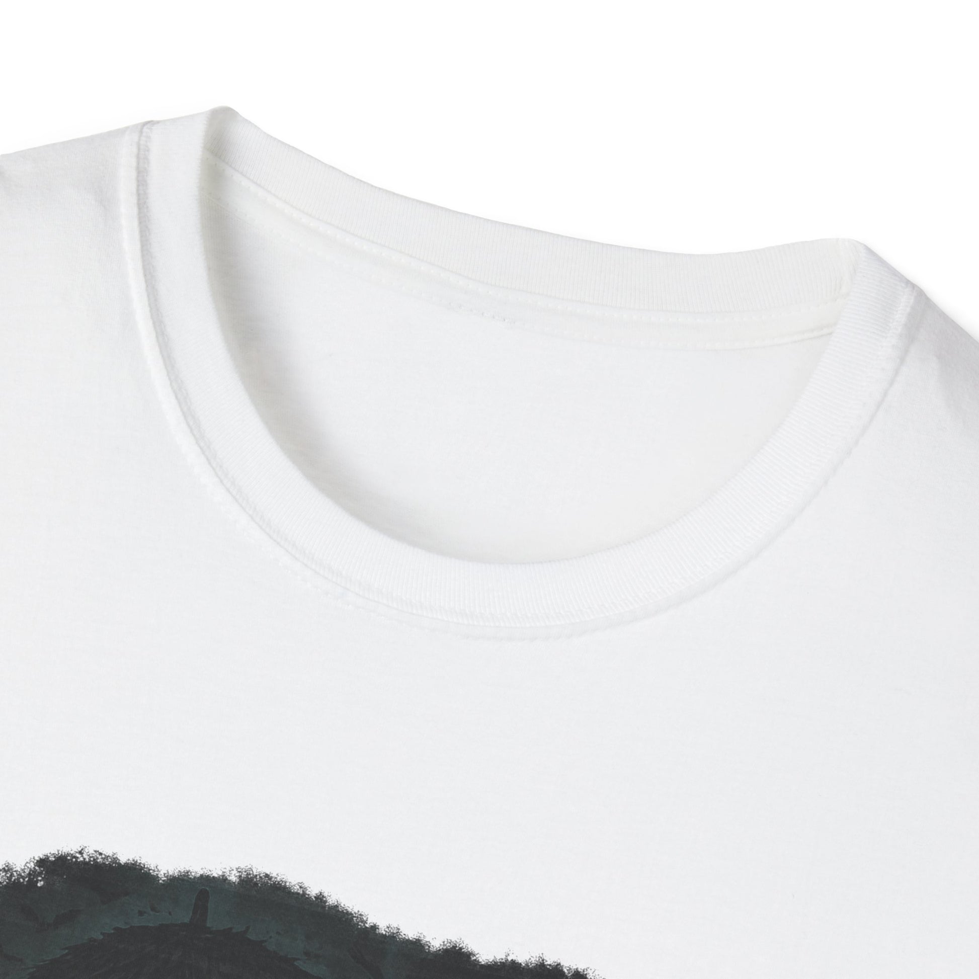 White Printify T-Shirt featuring Mary Poppins inspired art tee design with comfortable round neckline