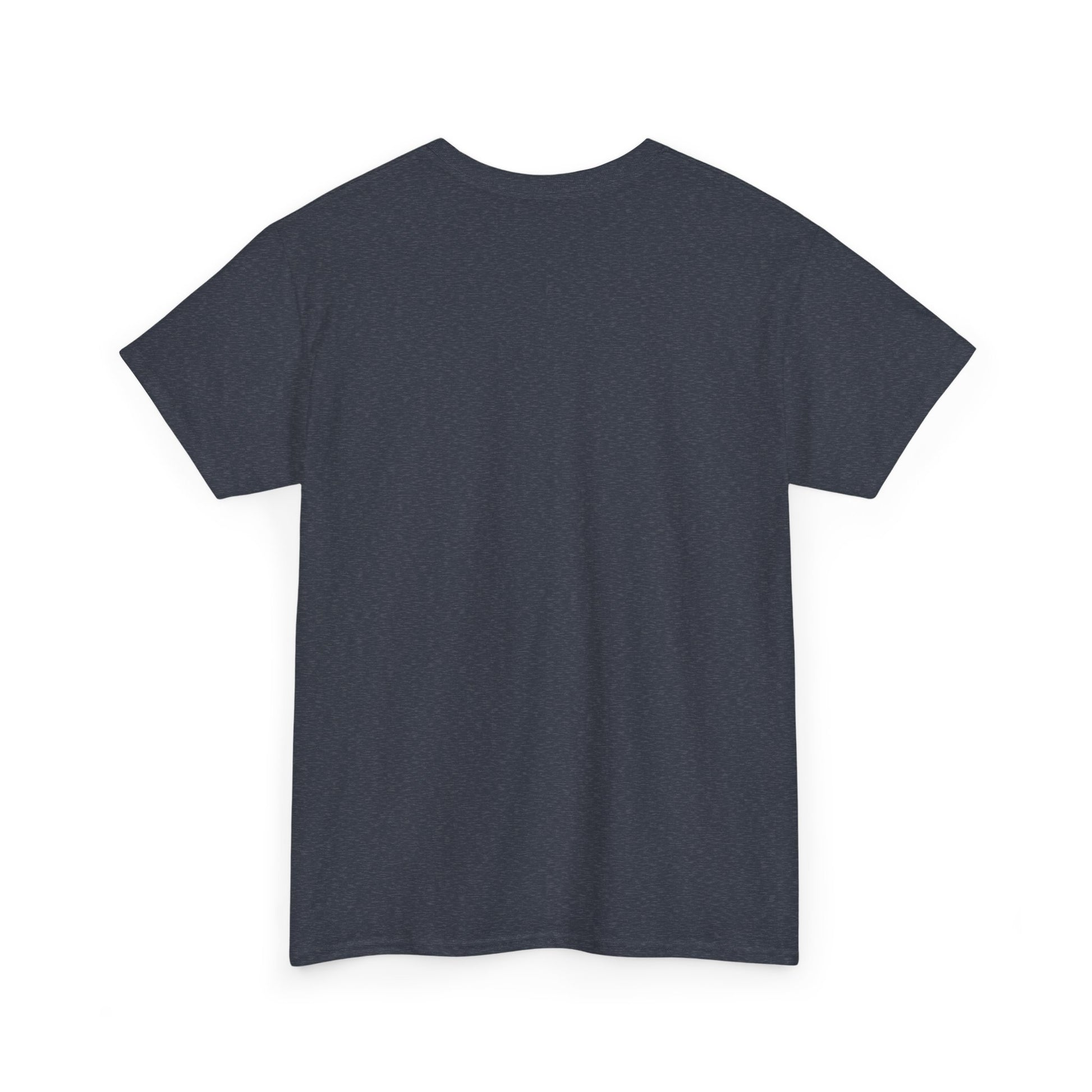Plain dark gray music trivia t-shirt from Printify shown from the back with short sleeves