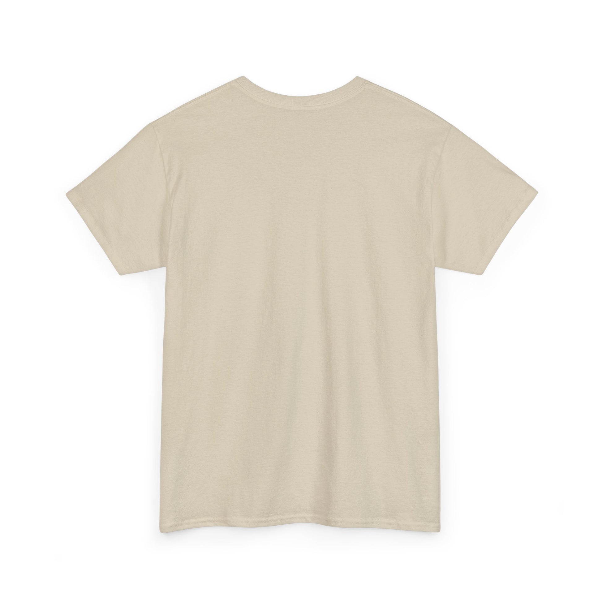 Back view of my precious unisex cotton tee in beige color by Printify with short sleeves and classic fit