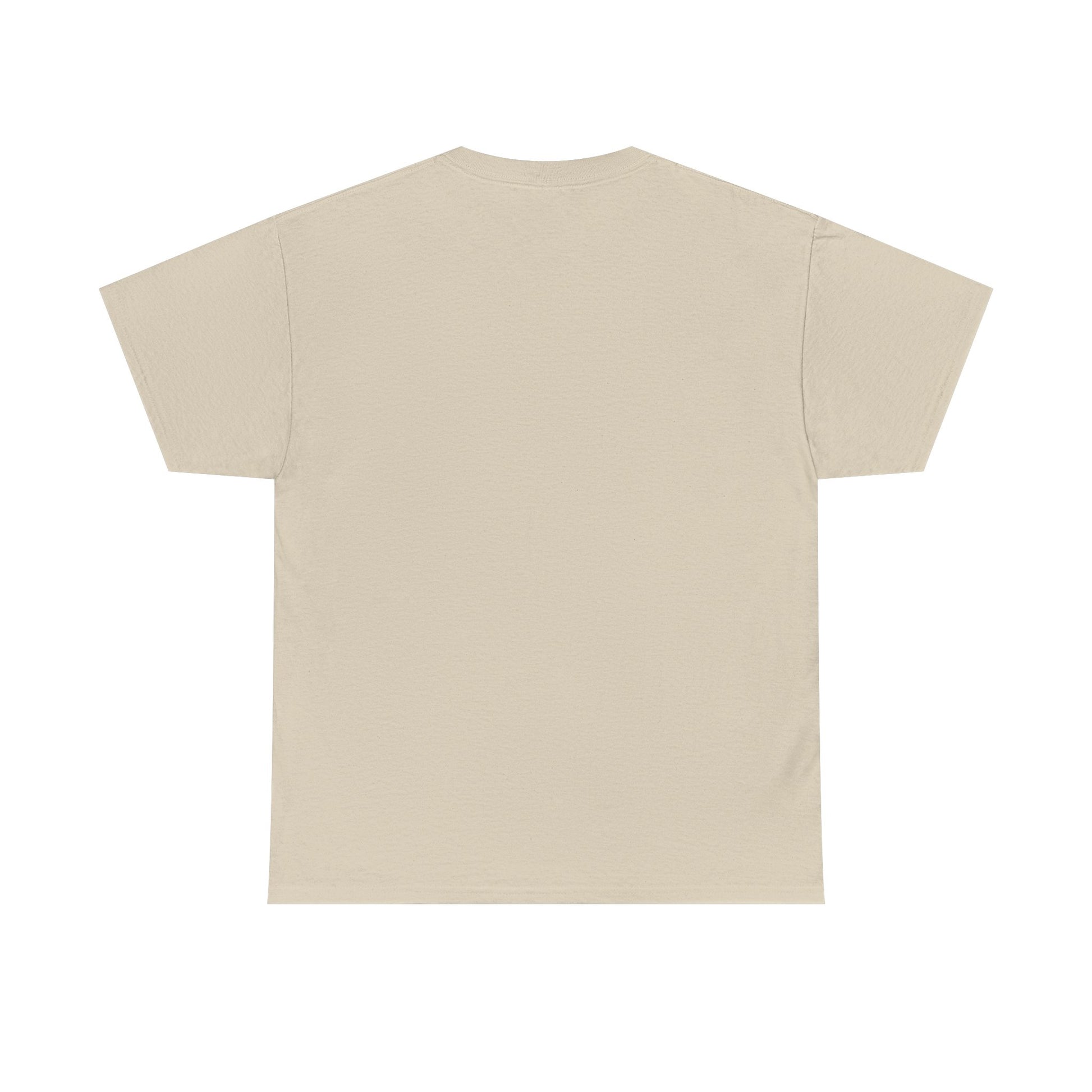 Back view of beige my precious unisex cotton tee by Printify with short sleeves and classic fit
