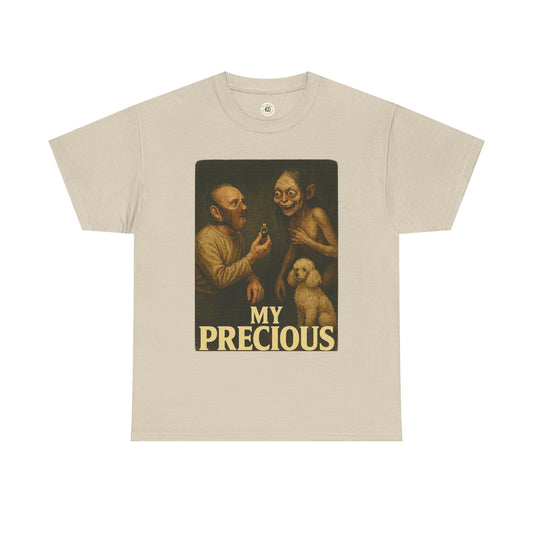 Beige Printify my precious unisex cotton tee with vintage style graphic and text design
