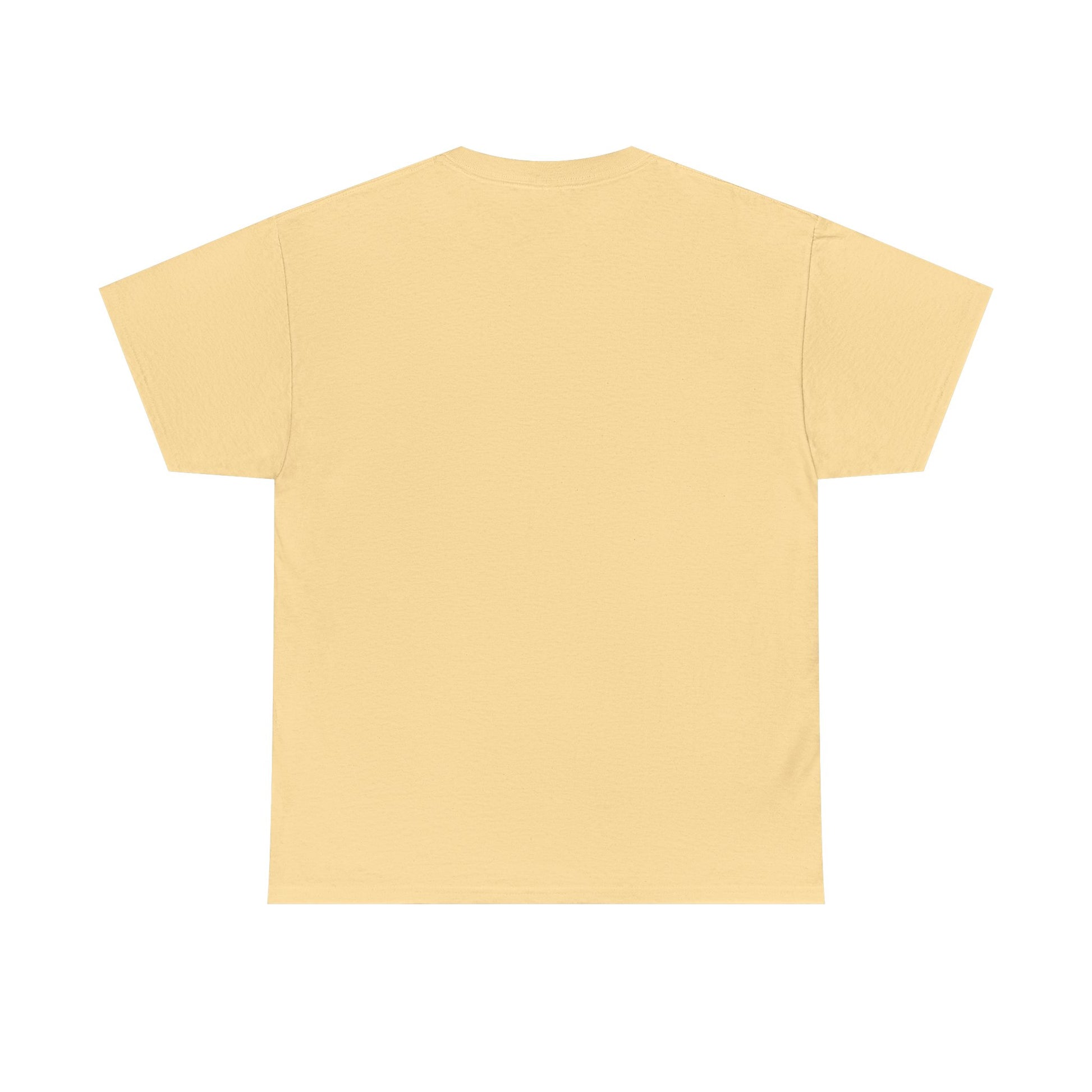 Back view of a plain beige my precious unisex cotton tee by Printify in a classic fit