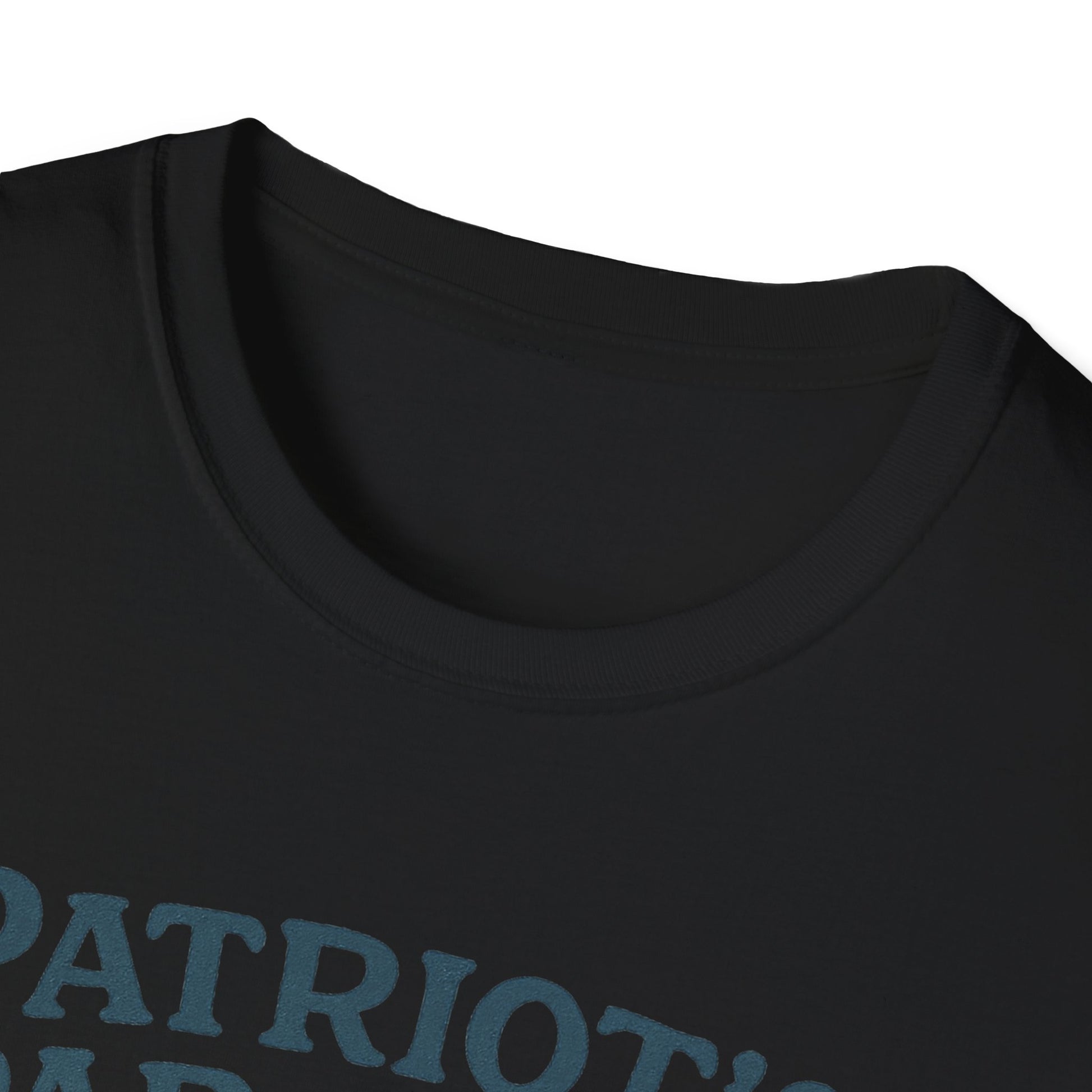 Close-up of black Printify Napa Valley vineyard t-shirt featuring blue printed text design