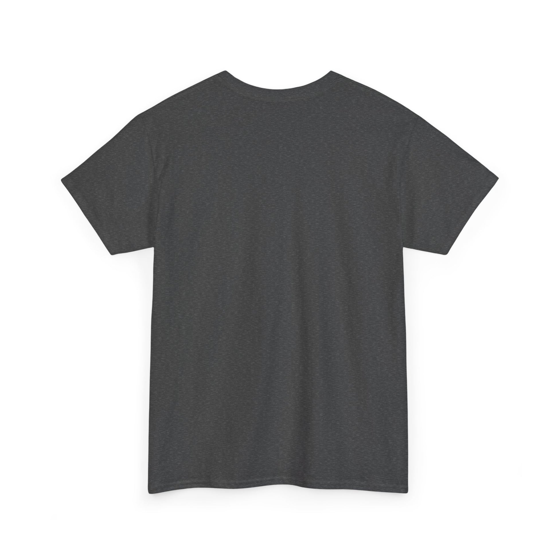 Back view of a plain dark gray Printify T-shirt for Ozzy Osbourne tribute shirt design