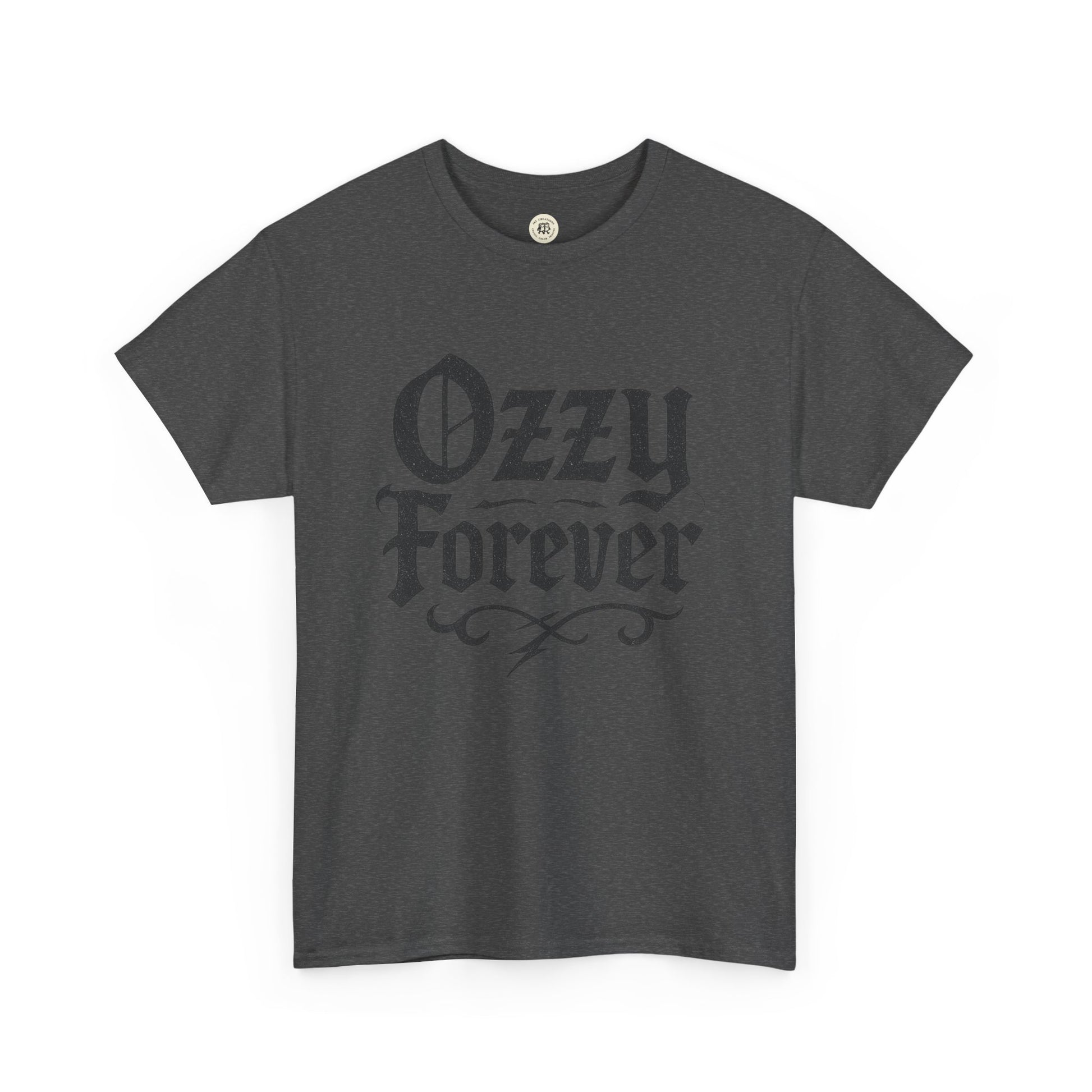 Black Printify Ozzy Osbourne tribute shirt with Ozzy Forever gothic text design