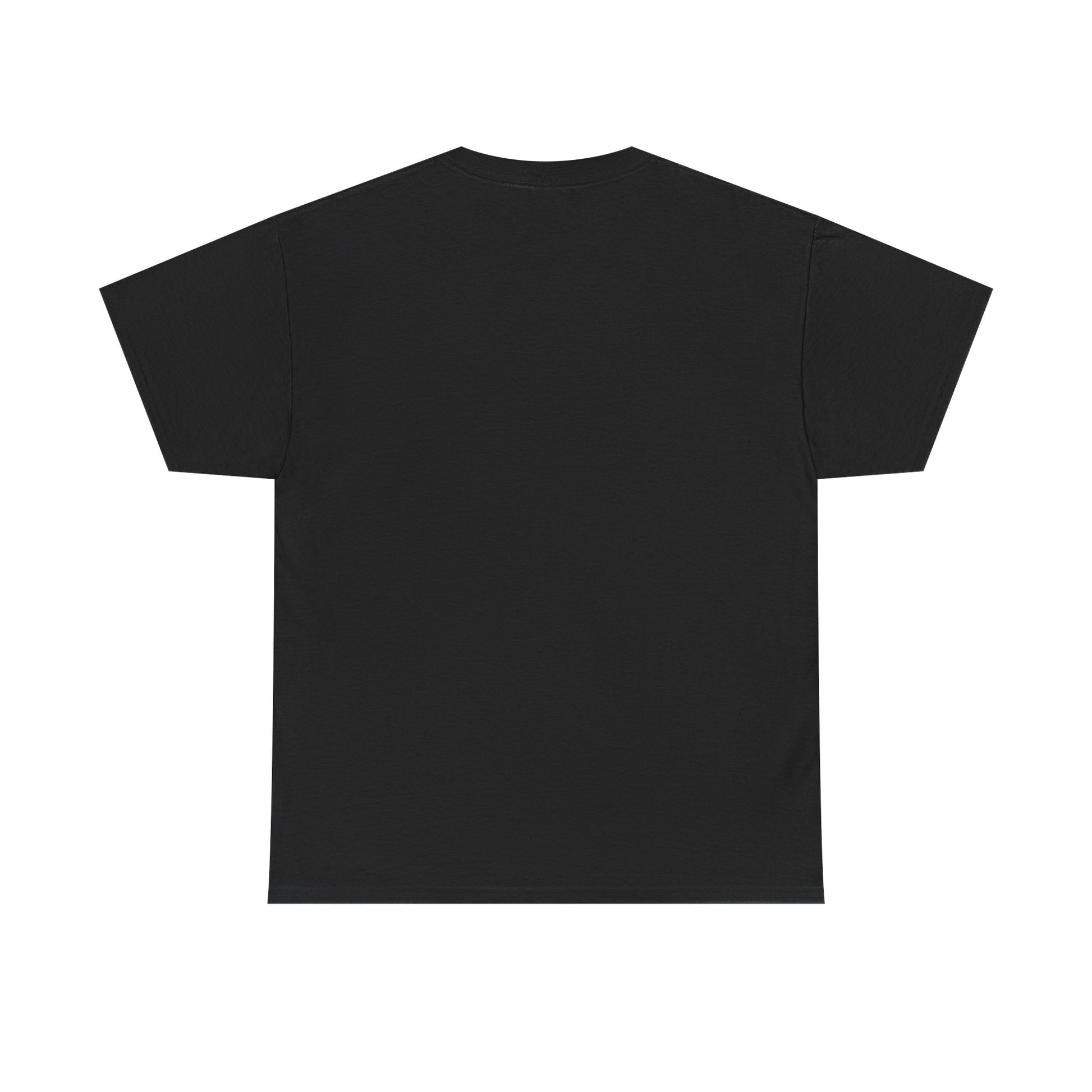 Black plain t-shirt back view from Printify for patriotic humor t-shirt design