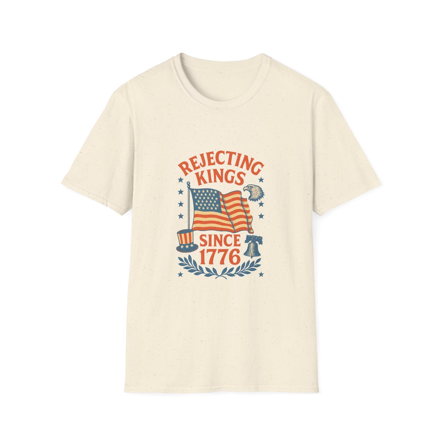 Printify rejecting kings t-shirt in cream with American flag and 1776 design