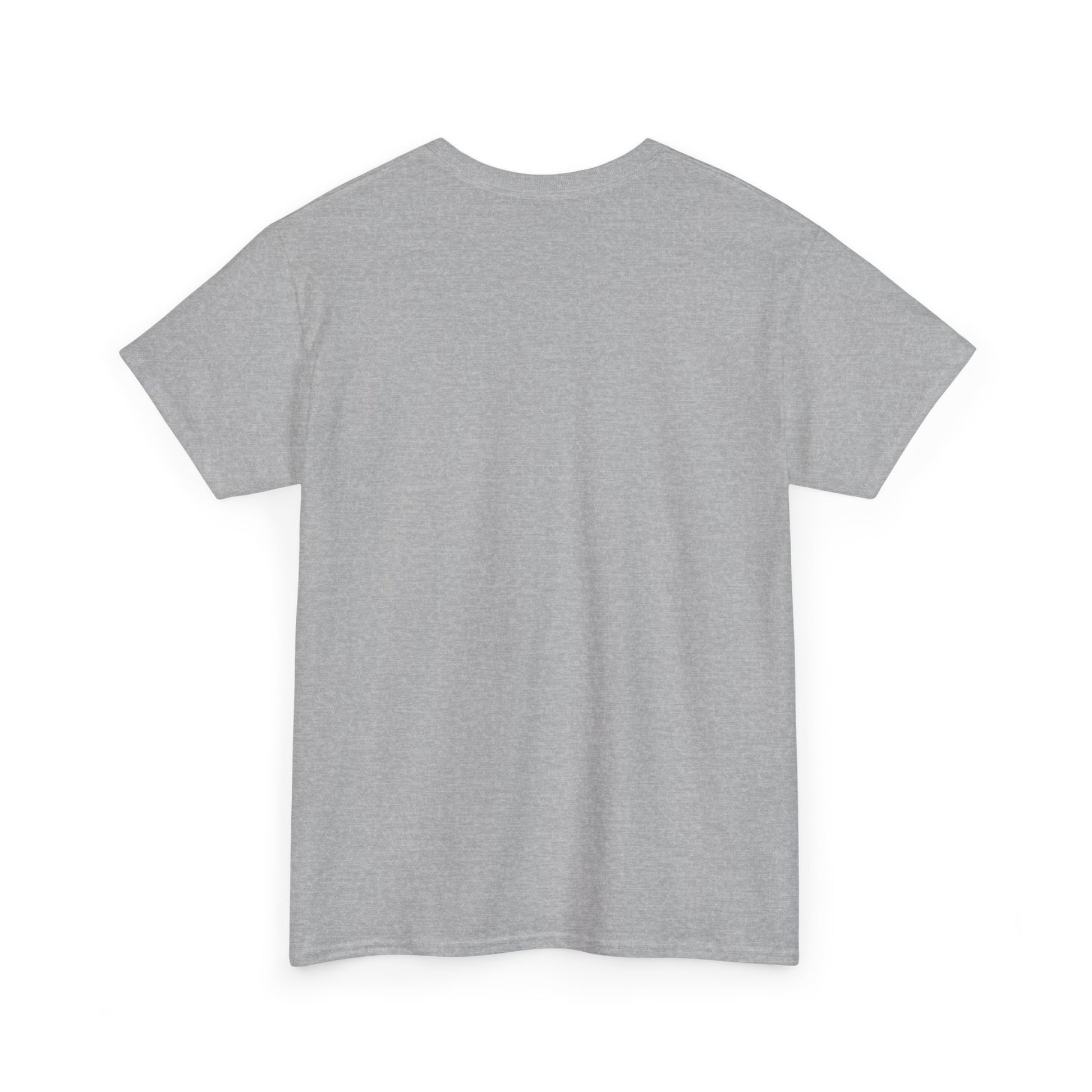 Plain gray unisex retro music trivia t-shirt from Printify showing back view