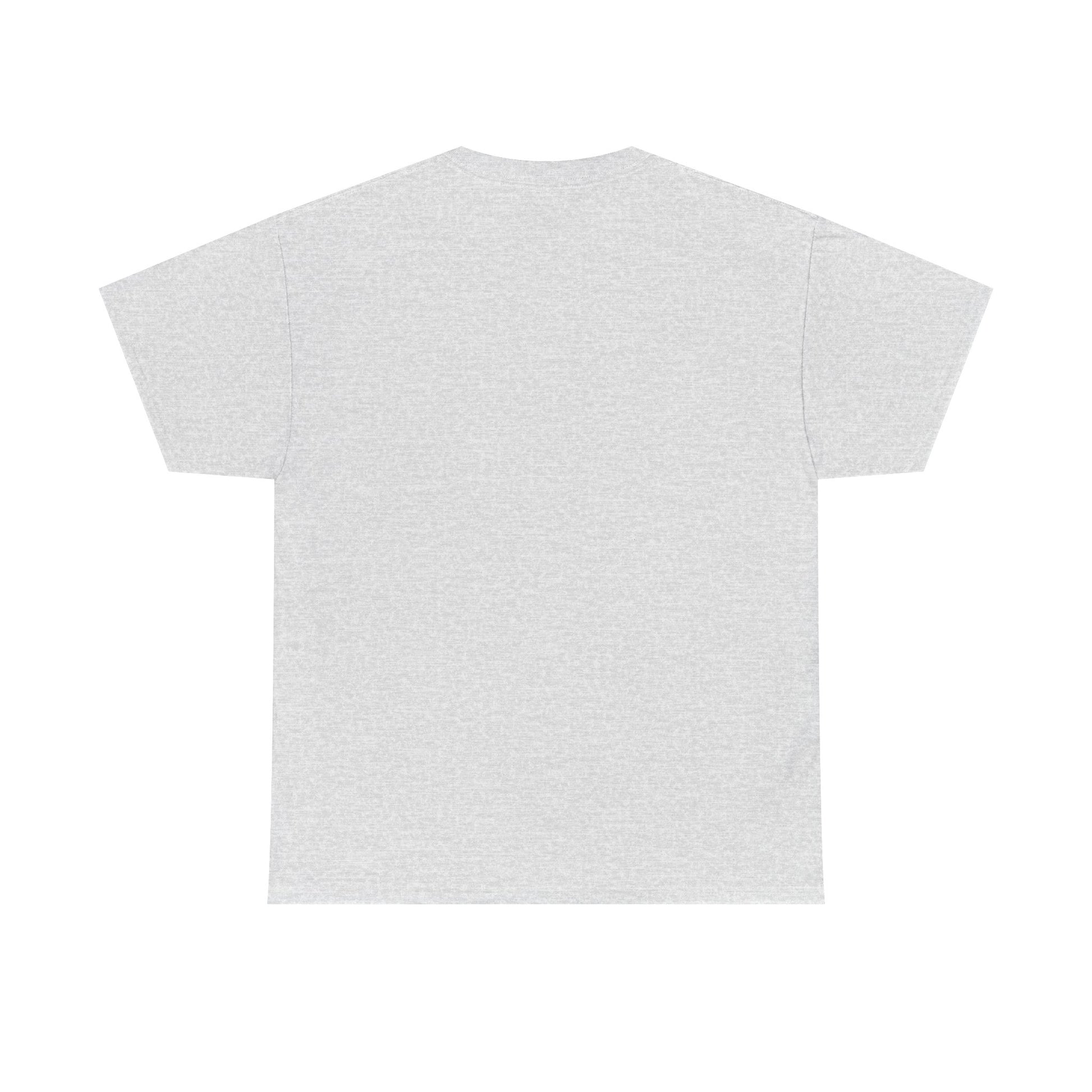 Back view of a plain white Printify retro music trivia t-shirt with short sleeves and classic fit