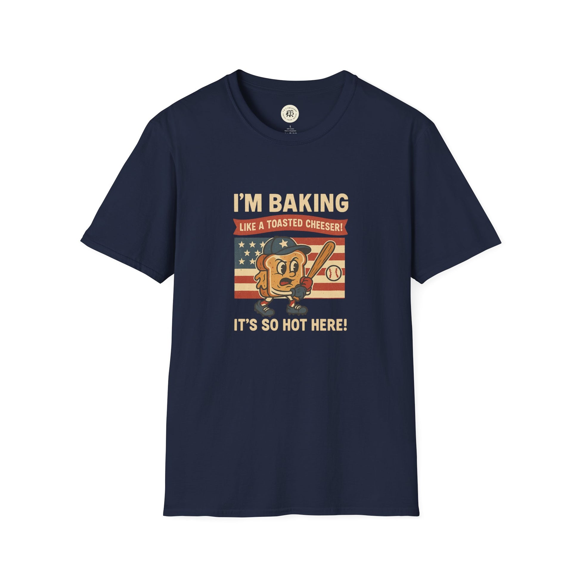 Navy Printify Sandlot inspired t shirt with vintage toast graphic and baseball theme