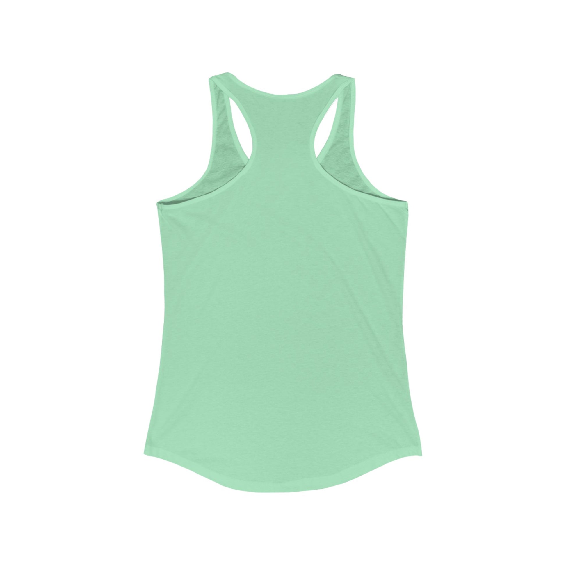Mint green Printify tank top back view featuring savage not sorry racerback tee design