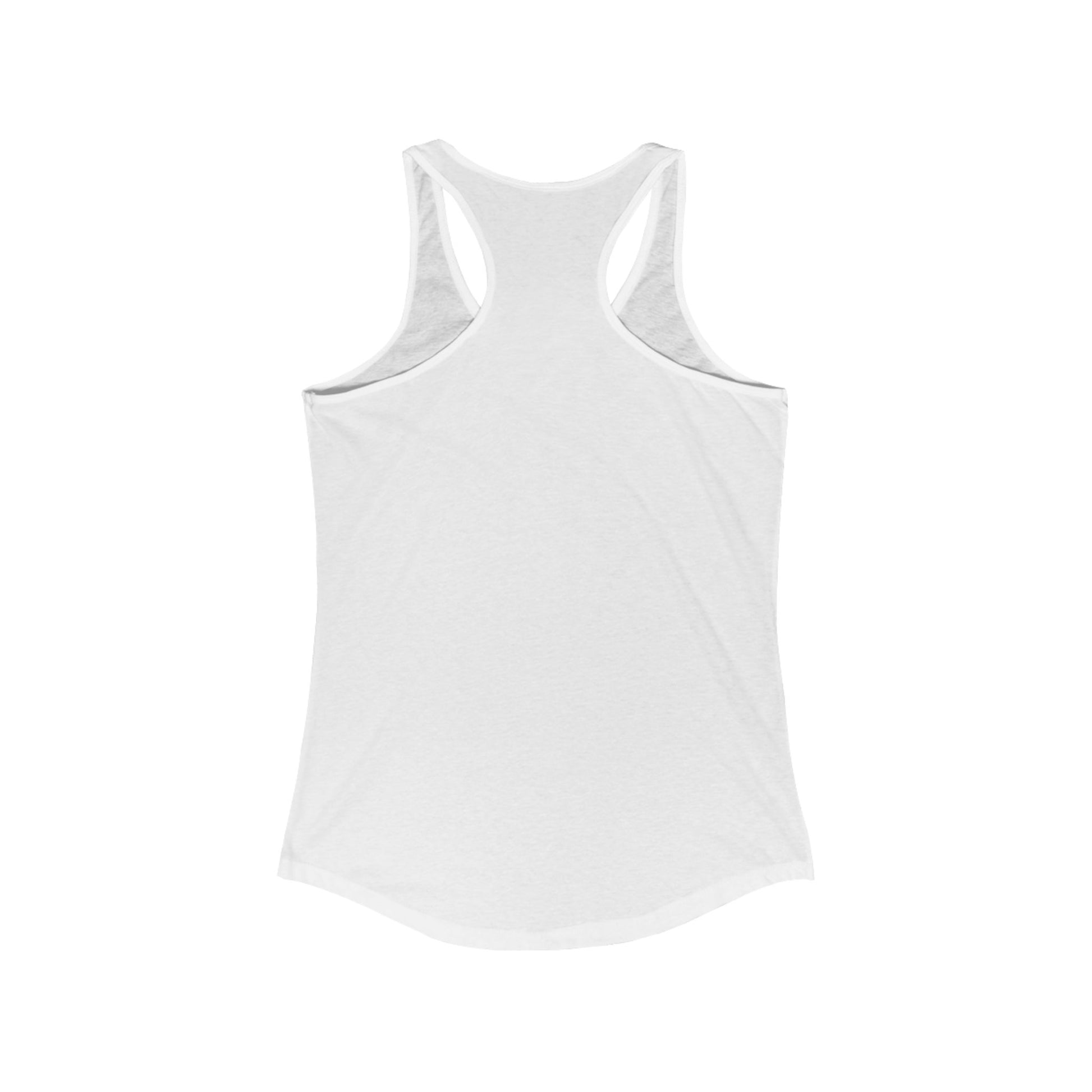 White Printify savage not sorry racerback tee tank top with sleeveless design and curved hem