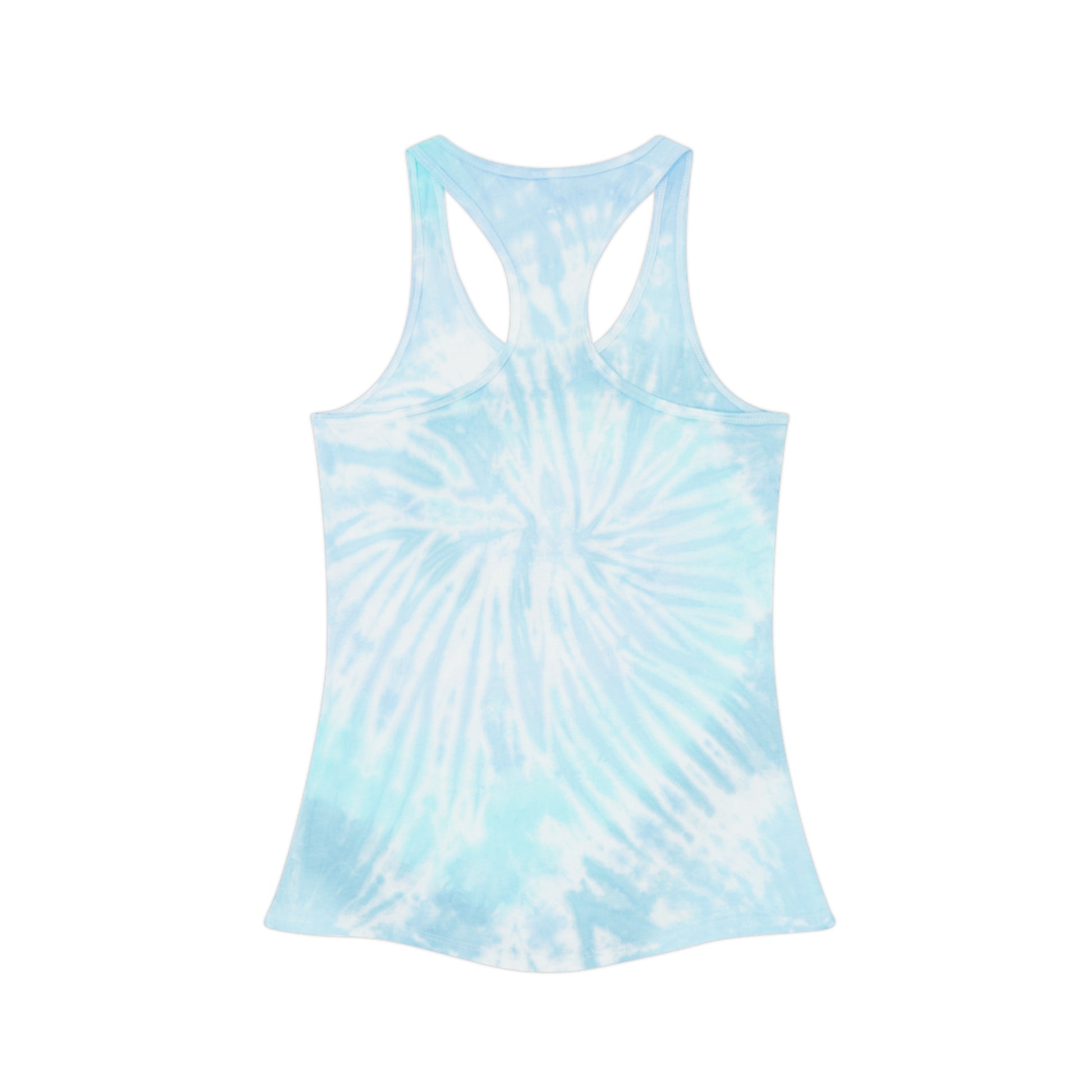 Printify good vibes tie dye tank top in light blue with racerback design for casual wear