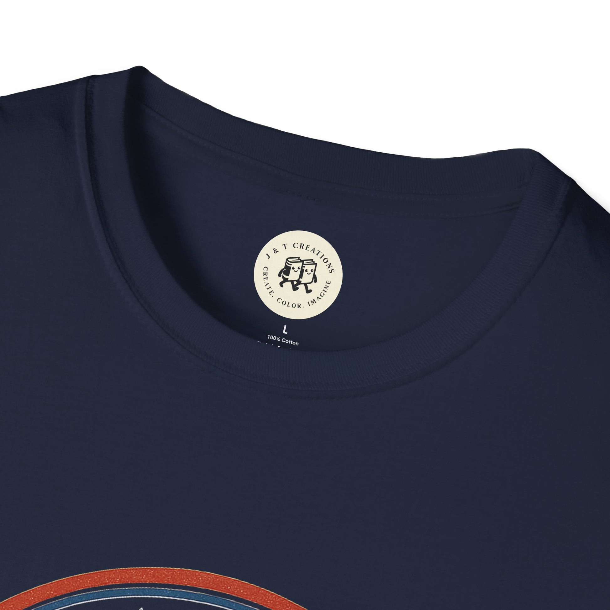 Navy blue Printify vintage 1776 t-shirt with round neckline and soft cotton fabric